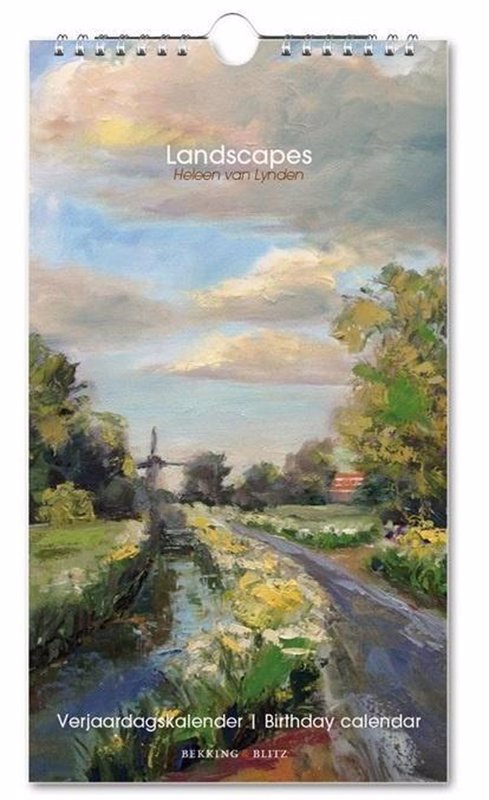 De voorkant van het boek met de titel : Verjaardagskalender Landscapes