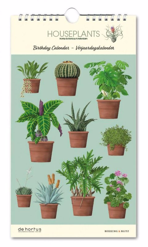 De voorkant van het boek met de titel : Houseplants Hortus Botanicus Verjaardagskalender
