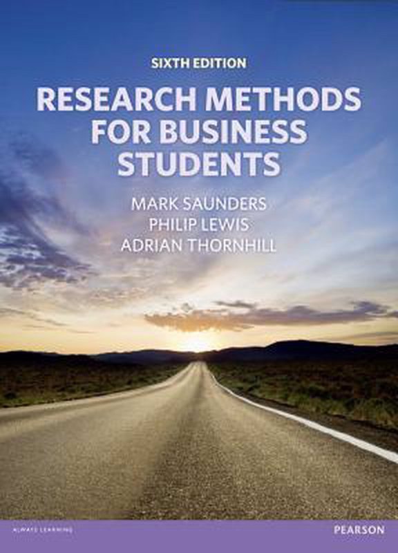 De voorkant van het boek met de titel : Research Methods for Bu