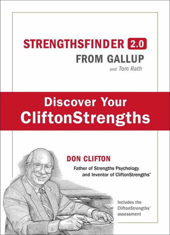 De voorkant van het boek met de titel : Strengths Finder 2.0