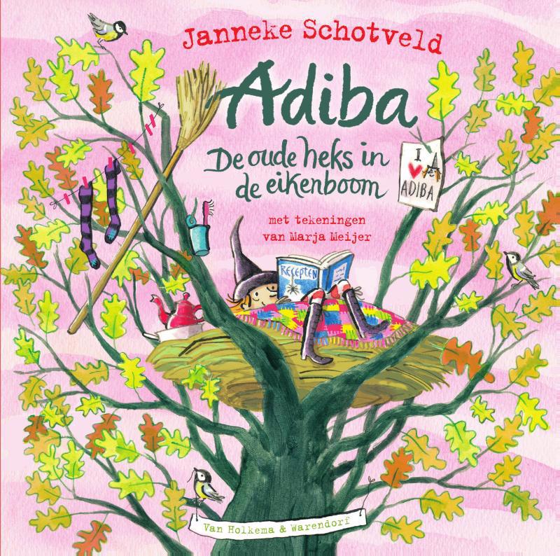 De voorkant van het boek met de titel : Adiba, de oude heks in de eikenboom