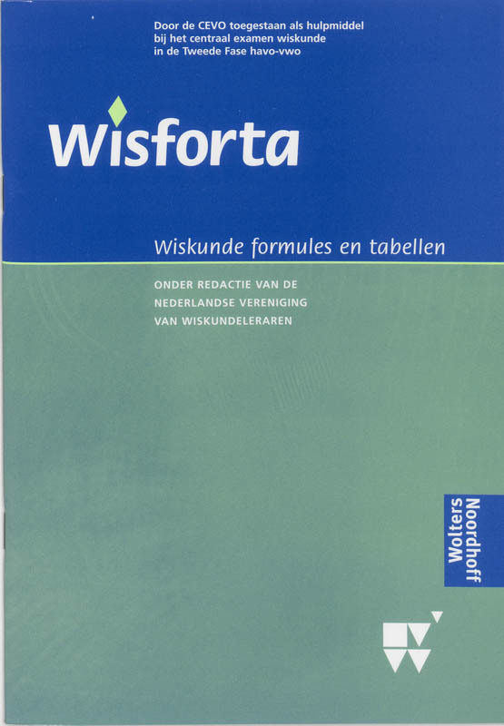 De voorkant van het boek met de titel : Wiskunde formules en tabellen