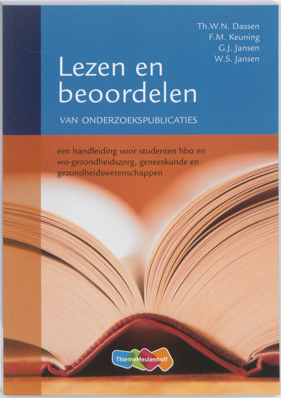 De voorkant van het boek met de titel : Lezen en beoordelen van onderzoekspublicaties