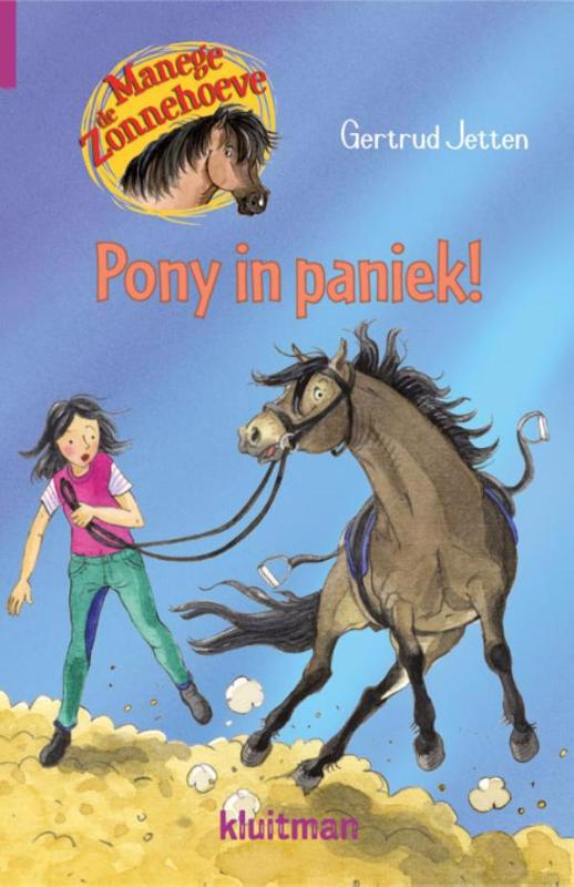 De voorkant van het boek met de titel : Pony in paniek