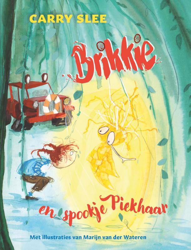 De voorkant van het boek met de titel : Brikkie en spookje Piekhaar