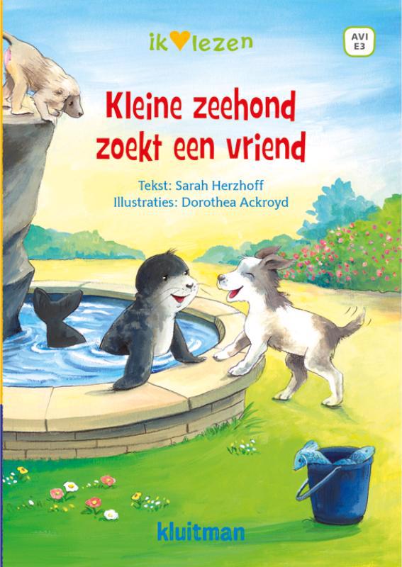 De voorkant van het boek met de titel : Kleine zeehond zoekt een vriend