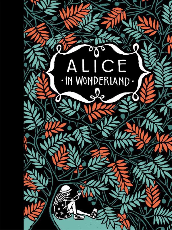 De voorkant van het boek met de titel : Alice in Wonderland/Alice in Spiegelland