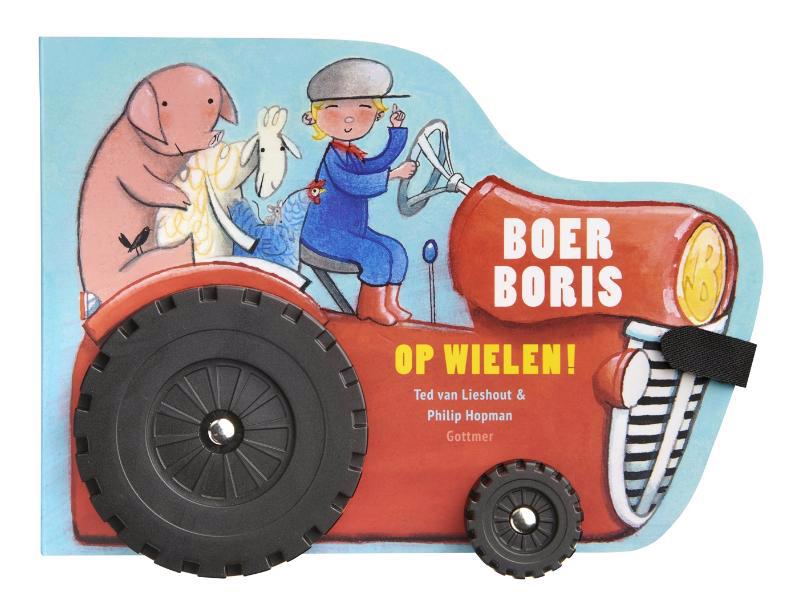 De voorkant van het boek met de titel : Boer Boris op wielen