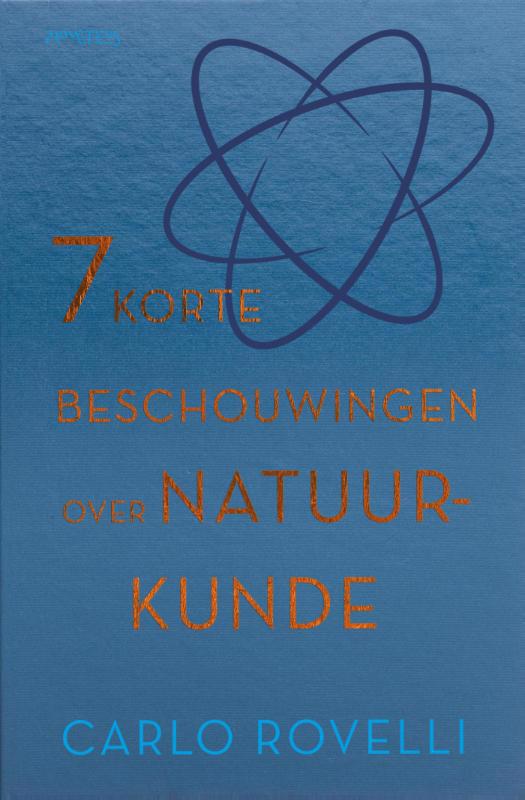 De voorkant van het boek met de titel : Zeven korte beschouwingen over natuurkunde