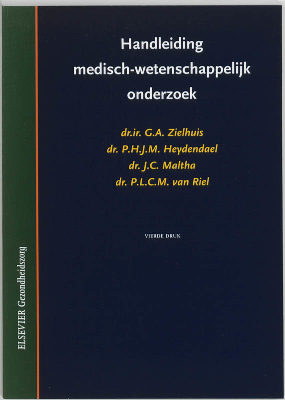 De voorkant van het boek met de titel : Handleiding medisch-wetenschappelijk onderzoek