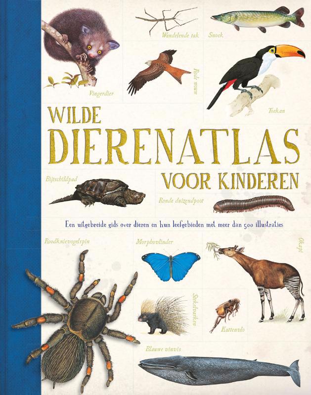De voorkant van het boek met de titel : Wilde dierenatlas voor kinderen