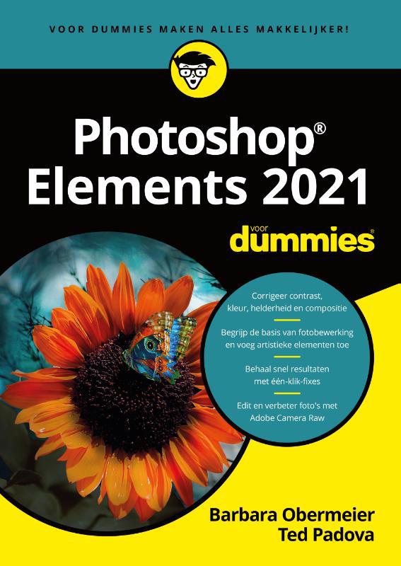 De voorkant van het boek met de titel : Photoshop Elements 2021 voor dummies