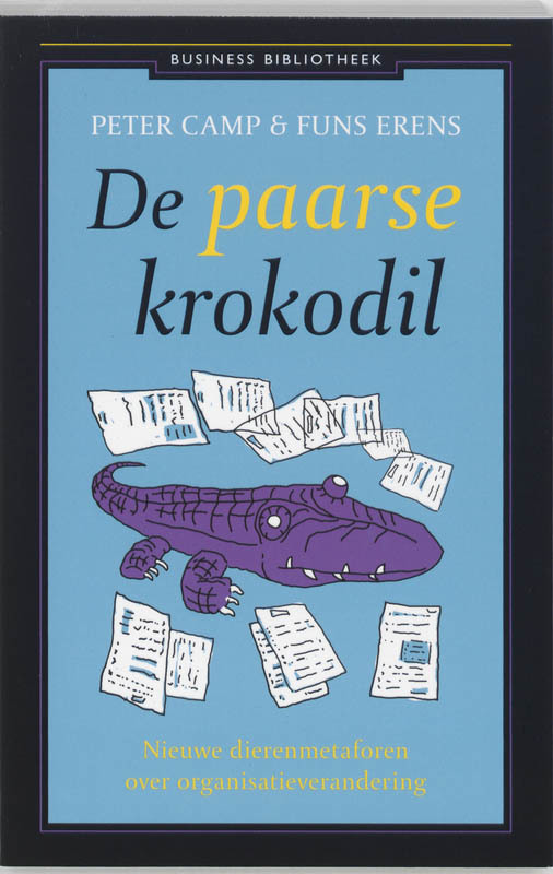 De voorkant van het boek met de titel : De paarse krokodil
