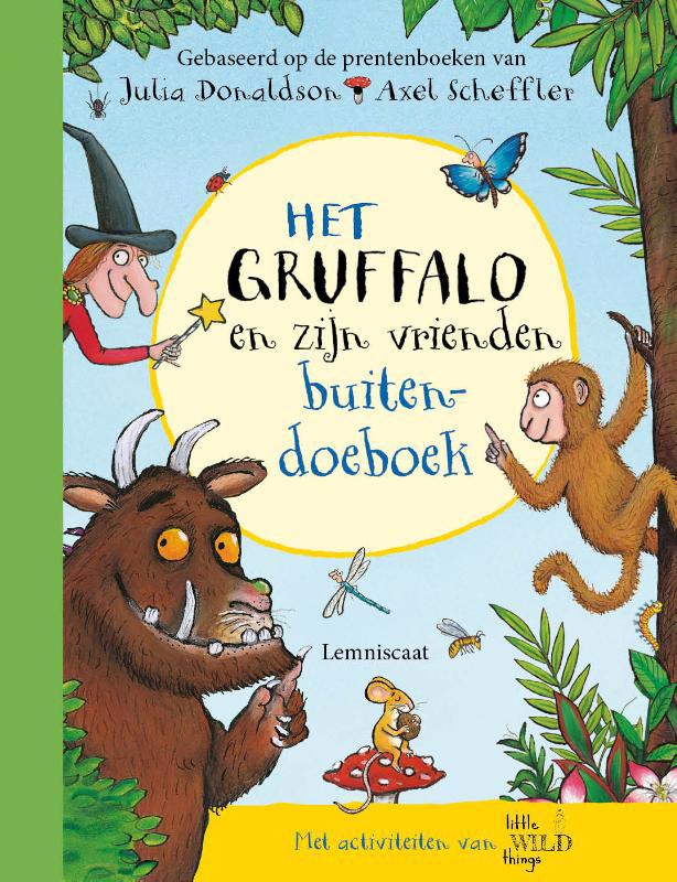 De voorkant van het boek met de titel : Gruffalo en zijn vrienden buitendoeboek