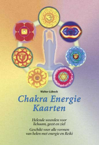 De voorkant van het boek met de titel : Chakra energie kaarten