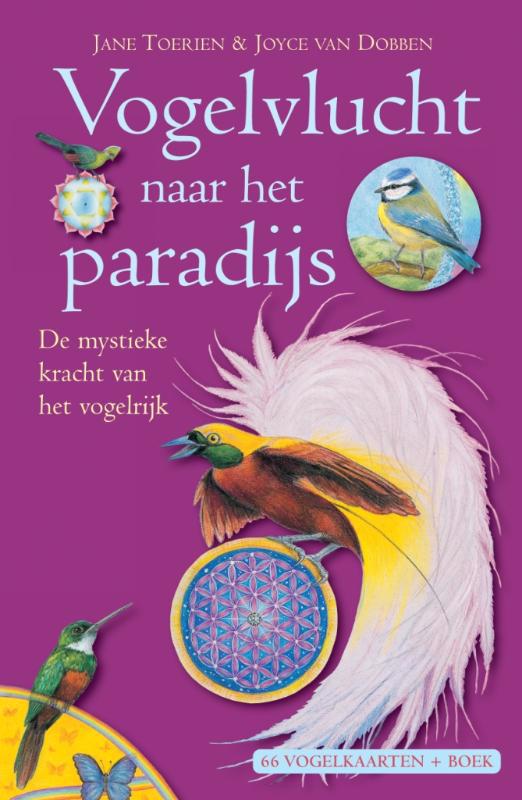 De voorkant van het boek met de titel : Vogelvlucht naar het paradijs 66 kaarten