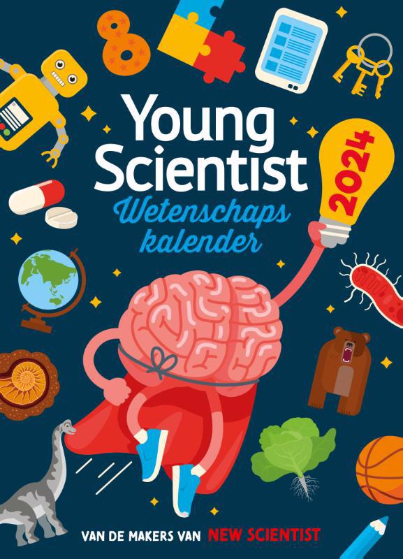 De voorkant van het boek met de titel : Young Scientist Wetenschapskalender 2024